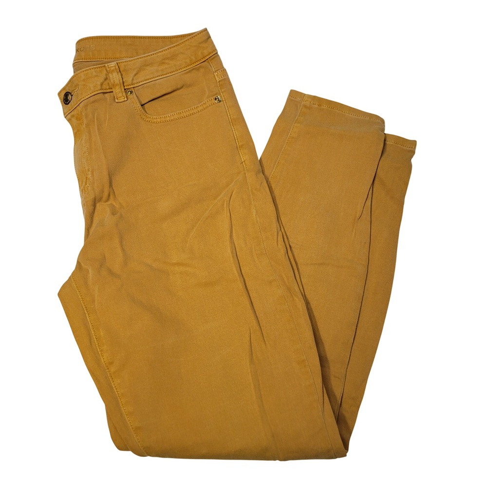 Michael Kors Womens Mustard Yellow Skinny Jeans Size 10 Cotton Blend Stretch